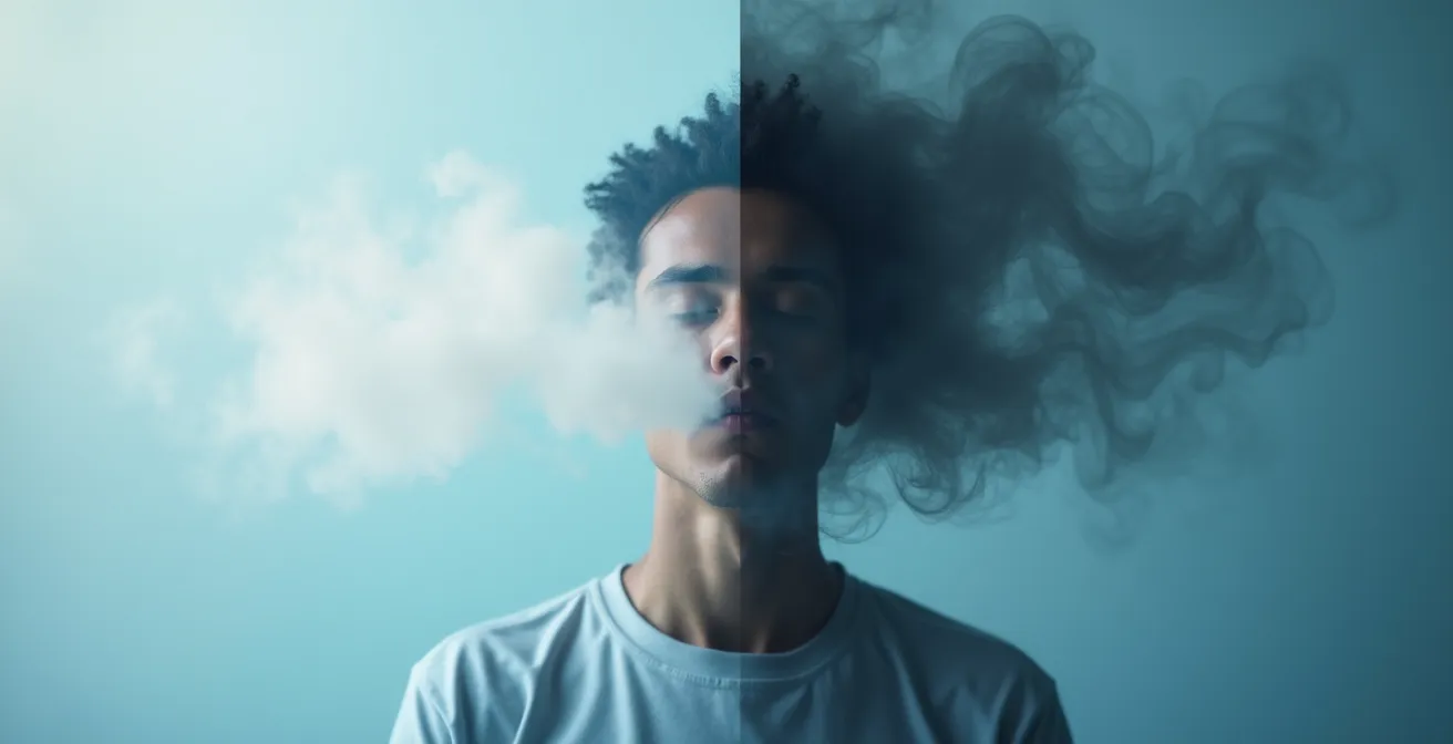 Symbolische Darstellung von Dampf und Rauch mit abstrakten Lungenmotiven