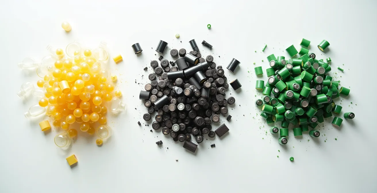 Verschiedene E-Zigaretten-Komponenten ordentlich nach Entsorgungsart sortiert