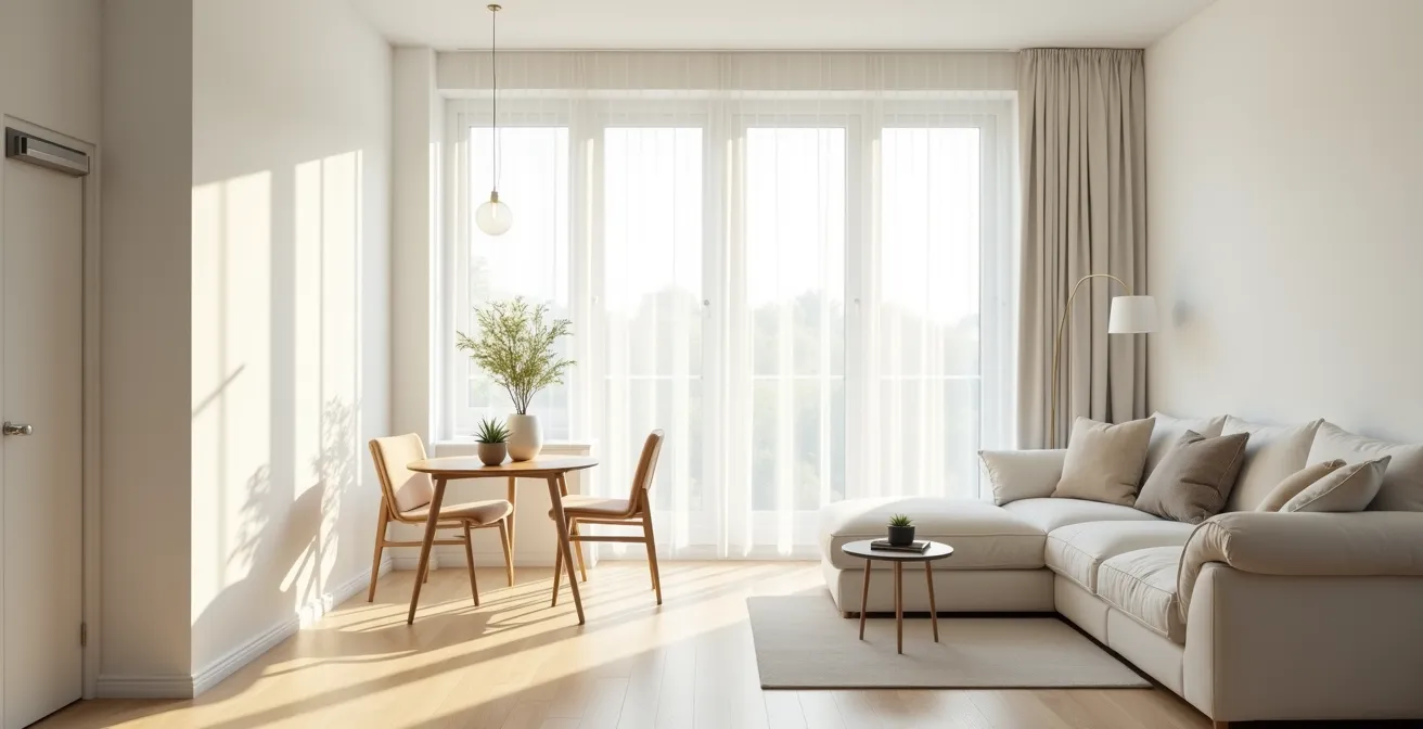 Moderner Wohnraum mit klarer Luft und natürlichem Licht